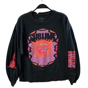 Sublime Sun Face Graphic Long Sleeve T Shirt Black Men's XL